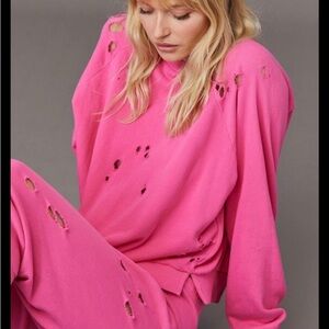 LNA RARE Pink Highway Distressed Sweatshirt XS
